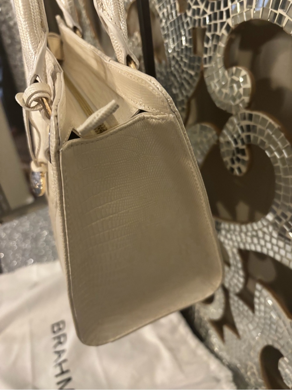 ⭐️Brahmin Cami Sea Salt White Carman Leather Satchel - Picture 8 of 12